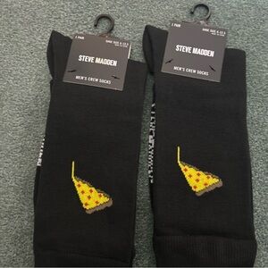 Steve Madden Black Socks with Pizza Slice Design